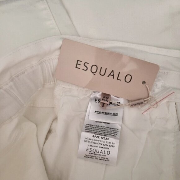 Paper Bag Mom Jeans Belted White Denim Esqualo Size 12 - Picture 10 of 13